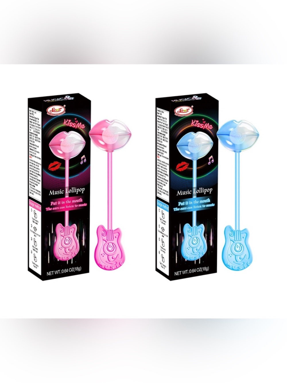 Music Lollipop - Kiss Me (1)Blue & (1)Pink